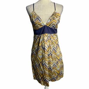 Vintage BCBG Sweetheart Mini Dress M Blue Chevron